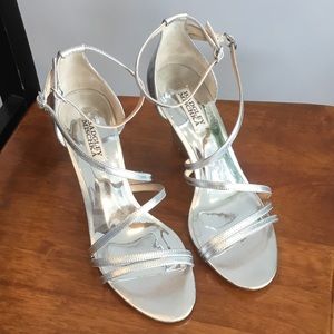 Strappy Silver Badgley Mischka Wedge Heel